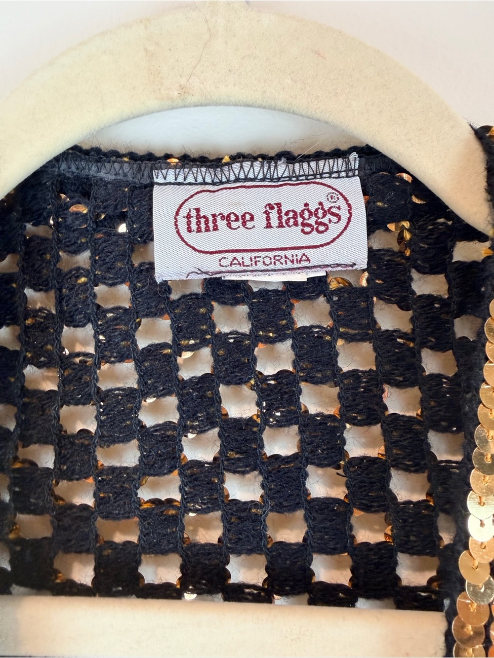Vintage Three Flags Gold Sequin Open-Front Jacket Size Medium - Picture 6 of 7